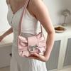 Stylish Modern Bowknot Chain Mini Shoulder Handbag For Women In Black White Pink Khaki Silver Brown