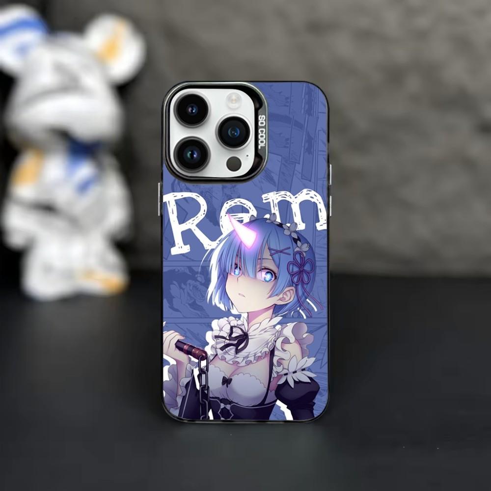 Cartoon R-Rem Re Z-Zero Phone Case For iPhone 16,15,14,13,12,11,Mini,Pro,MAX Black Matte Shockproof Cover