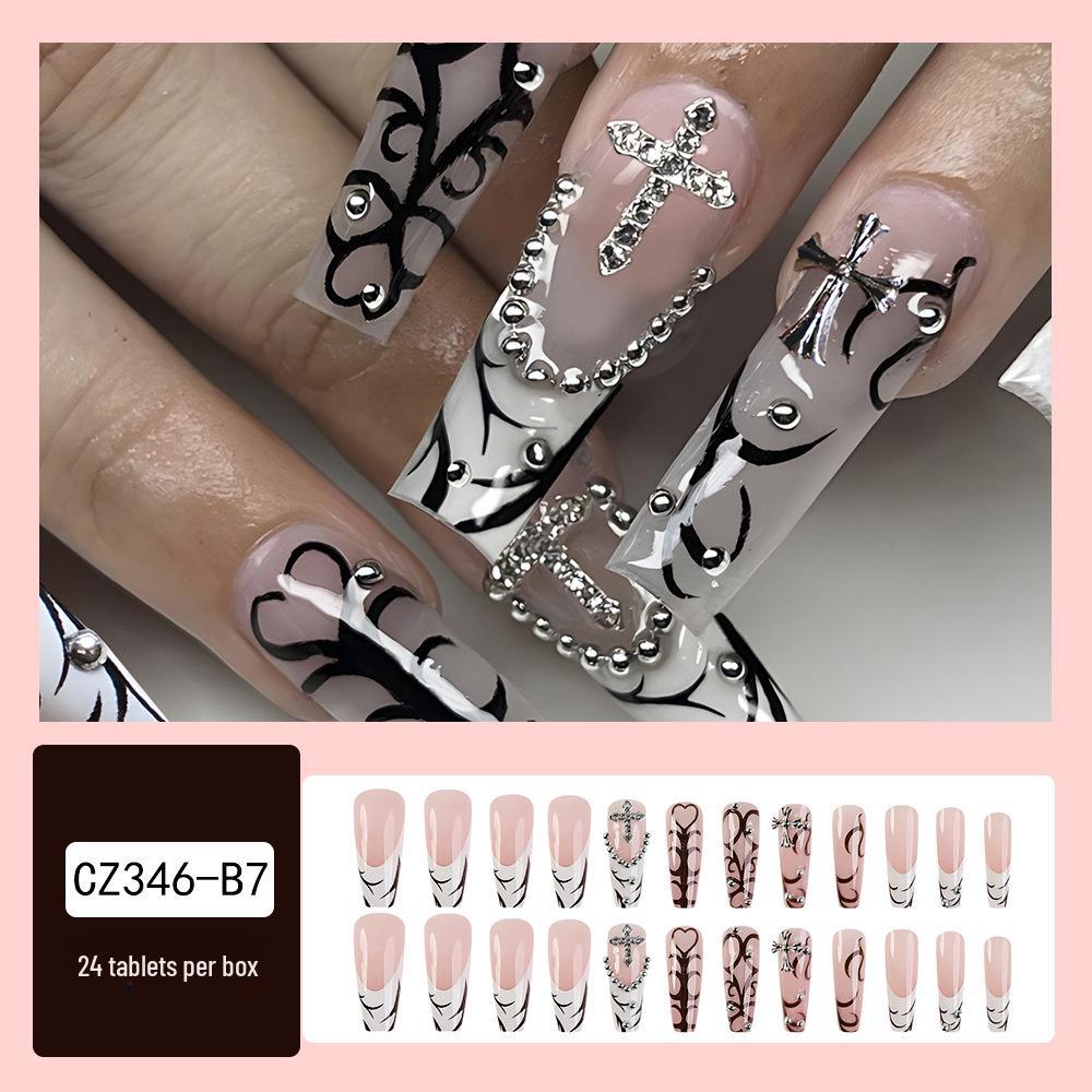 Long T-Point Diamond Jelly Glue False Nails - Press-On Nail Art Tips