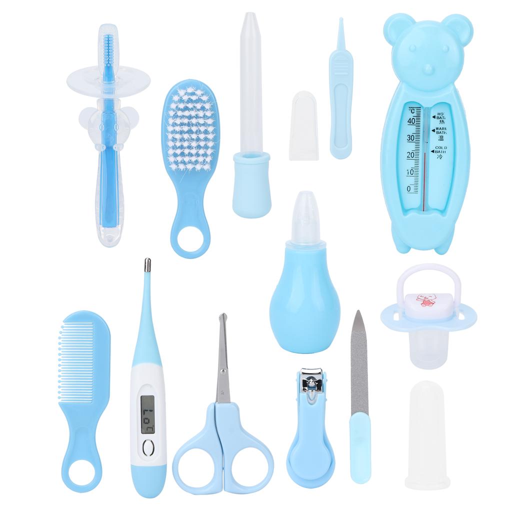 13pcs Baby Health Care Grooming Kit Nail Clipper Thermometer Toothbrush Nasal Aspirator Set