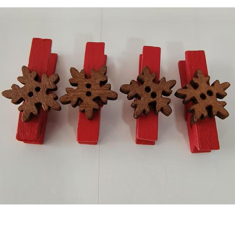 Eco-friendly Wooden Cartoon Clips: Creative Christmas Decor and Colored Wooden Patches