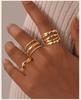 Stainless Steel Wave Ring Adjustable, Open Brand Stainless Steel Geometric Ring for Women, Trendy Statement Jewelry