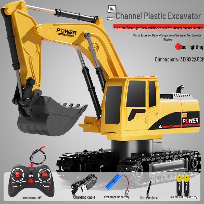 Children's Remote Control Excavator Toy - Large Electric Alloy Digger with Spraying Feature