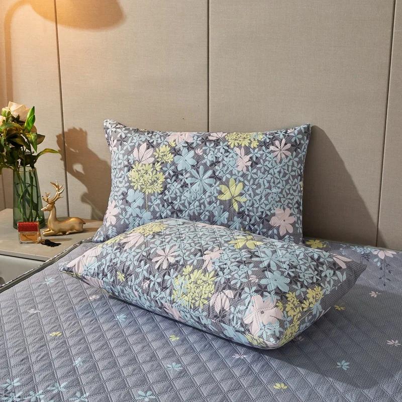 Solid Color 2Pc Waterproof Quilted Pillowcase Pillow Cover Case 48x74cm Pillowsham Anti-Mite Anti-Bacterial Bedroom
