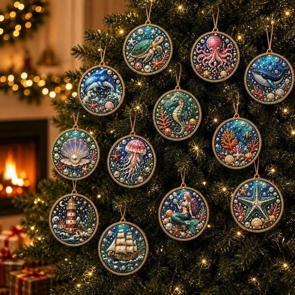 Pearl Christmas Hanging Ornaments Acrylic Board Rhinestone Decoration Set Fireplace Wreath