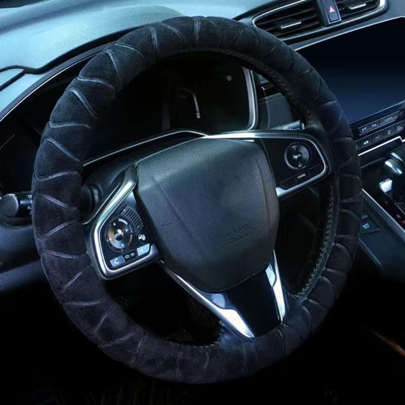 (1) Car Steering Wheel Cover Winter Short Plush Warm Steering Wheel Cover General Type 14-15 Inches