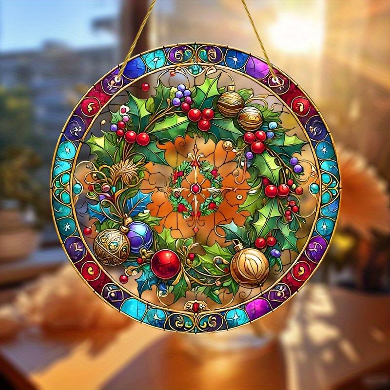 Christmas Vintage Truck Lighthouse Suncatcher Window Decor Wreath Sign Scene, Novelty Home Decor, Perfect Durable for Bedroom