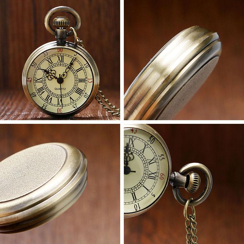 Bronze Römische Taschenuhr Antike Ziffern Kettenhalskette Anhänger Mehrere Stile Quarz Halskette Uhr Geschenke für Frauen Männer