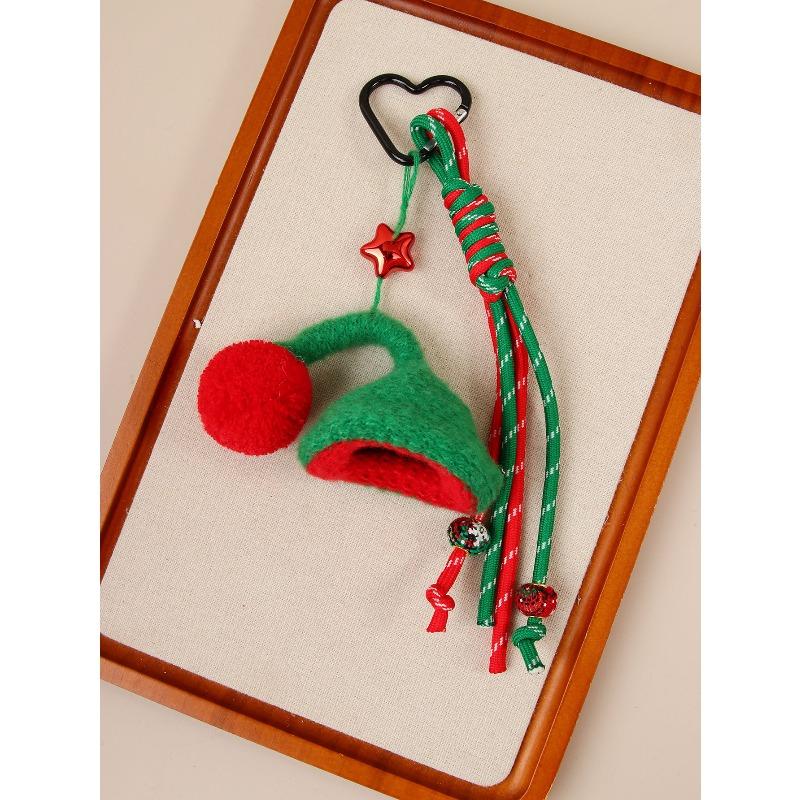 

Christmas themed wool knitted small hat creative love Christmas tree bag pendant cute versatile keychain