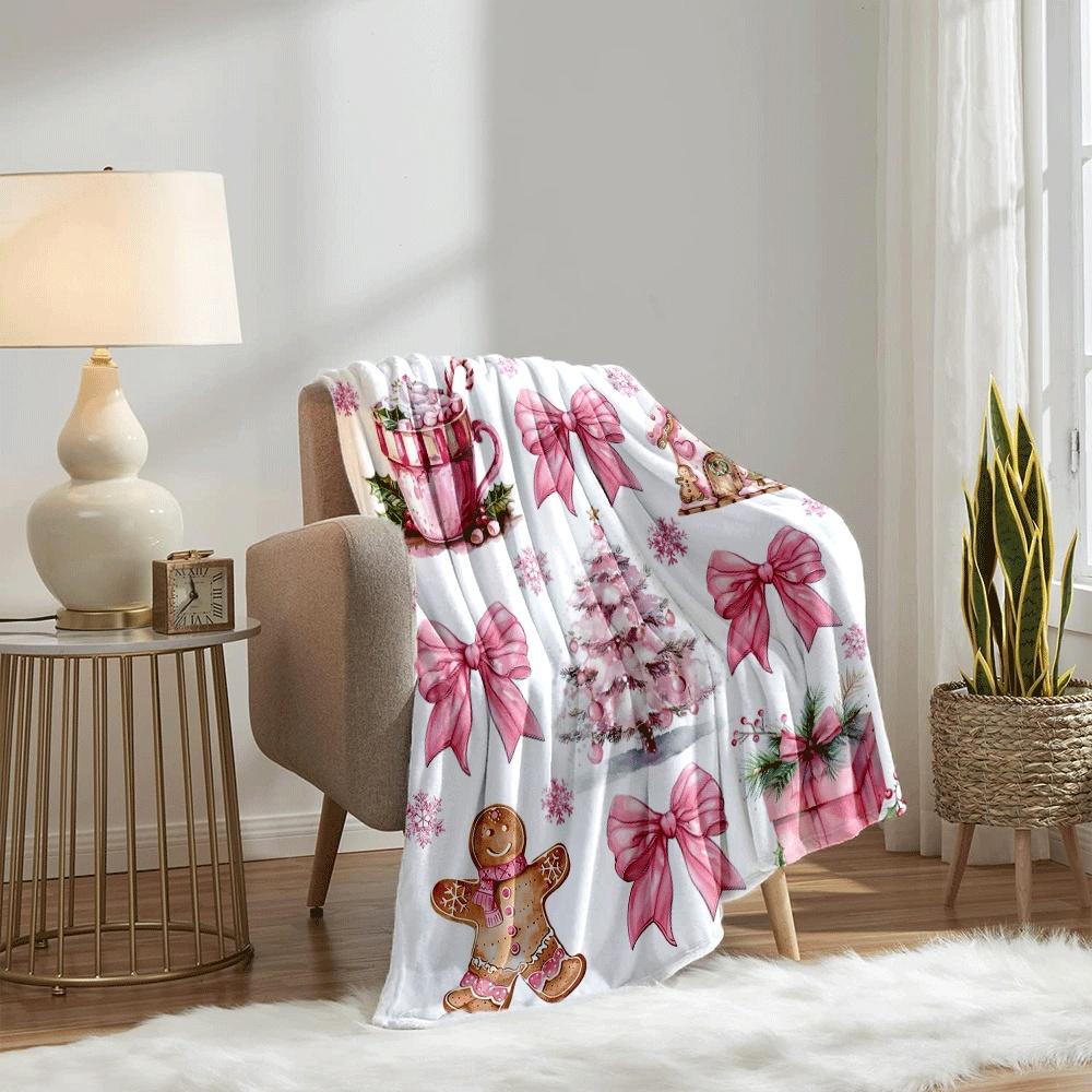 Christmas-themed pattern Blanket for Sofa Bed Travel Camping Living Room Office Conditioning Blanket for All Seasons Gifts