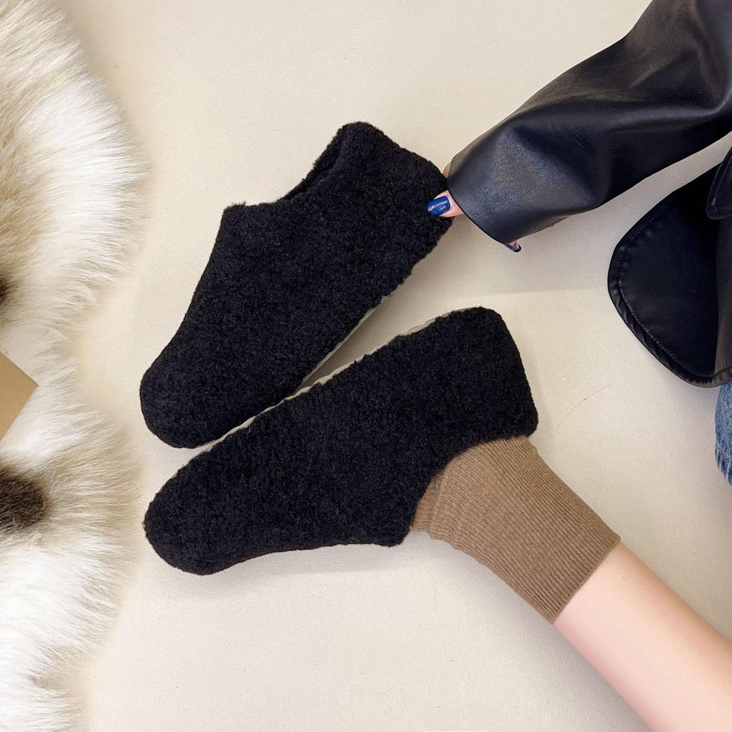Lazy Shoes Women'S Winter Platform One Pedal Doudou Snow Cotton Heightening Thermal Single Shoes With Plush Fluff New
