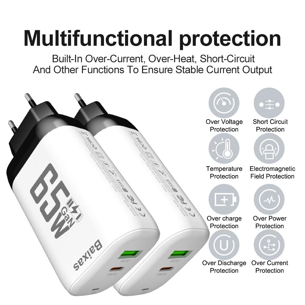 Six-Port QC3.0 30W Charger with EU/US/UK Plug for Fast Mobile Charging