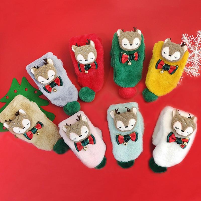 Thicken Faux Fur Plush Christmas ScarfCross Collar Scarf Wrap Winter Neck Warmers For Women Winter Warm Scarf