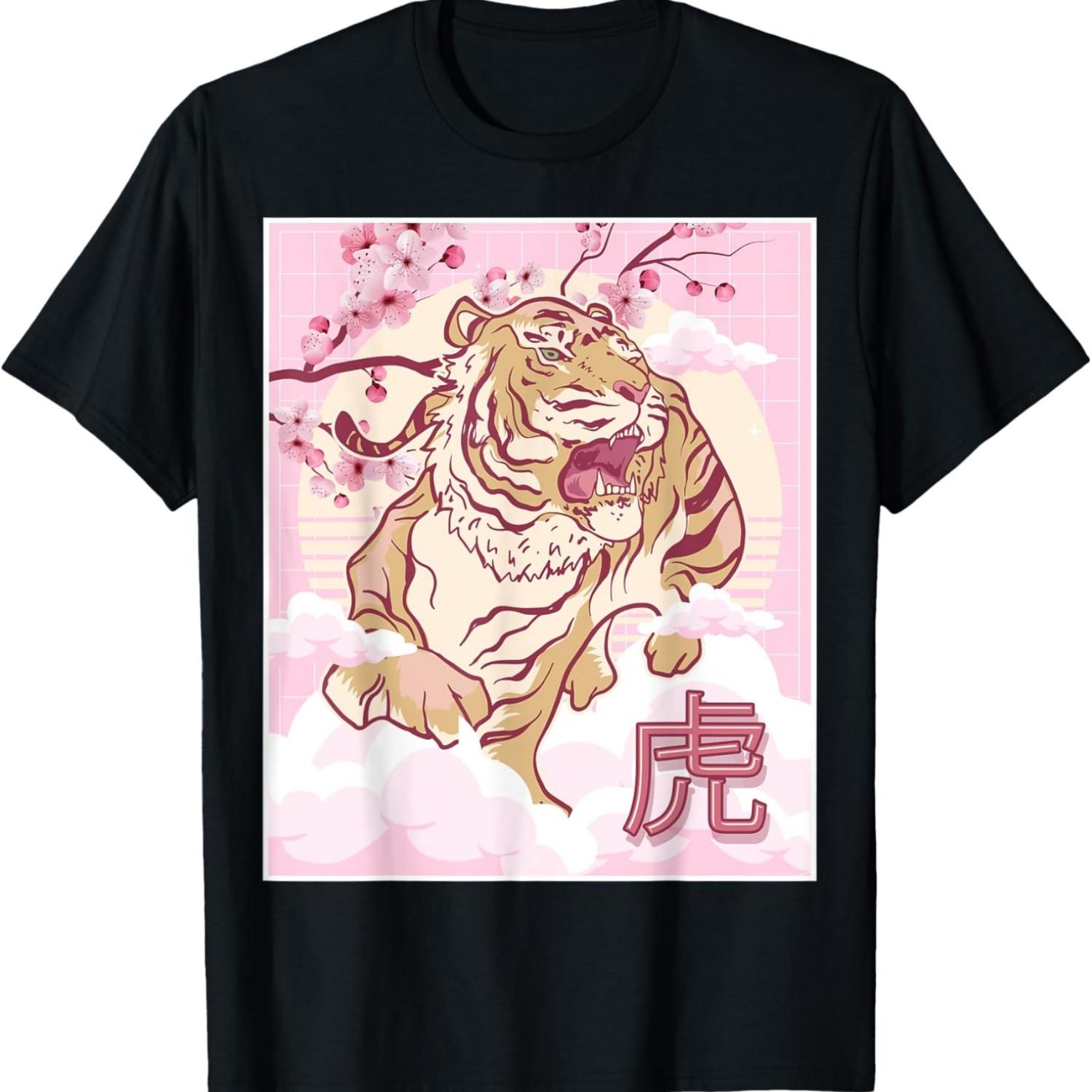 Tiger Cherry Blossom  Sakura Tree T-Shirt S чёрный