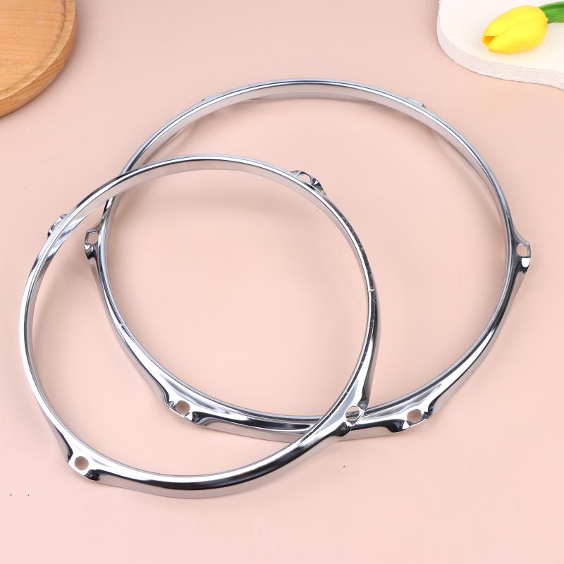 8/10/12Inch Heavy Duty Rim Guard Drum Hoop Rim Protector Hoop Silencers Snare Drum Hoops Replacement Silver-Plated Iron Frame