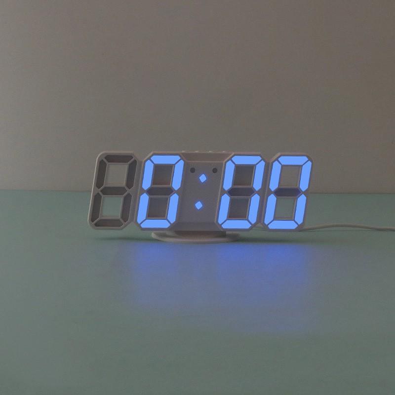 3D Smart Stereo LED Alarm Clock with Voice Control - Korean Style Wall & Table Clock