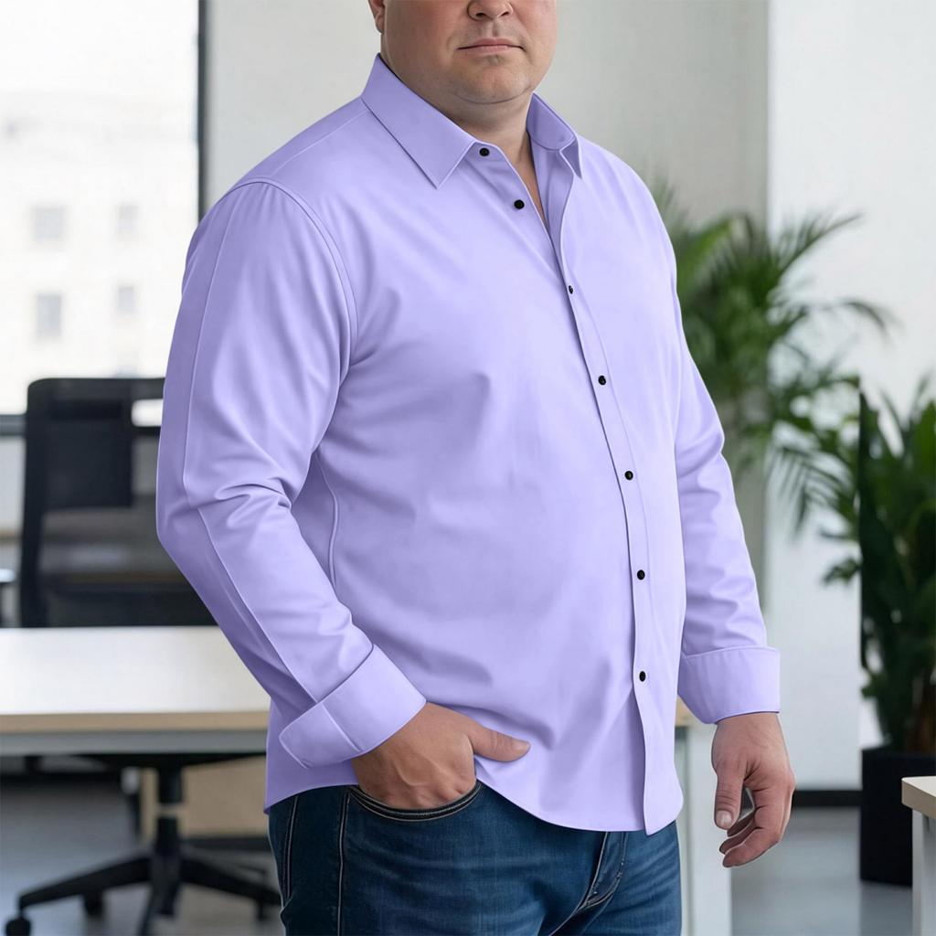Men's Big and Tall Loose Fit Casual Button Down Shirt Long Sleeve Lightweight Business Dress Shirt