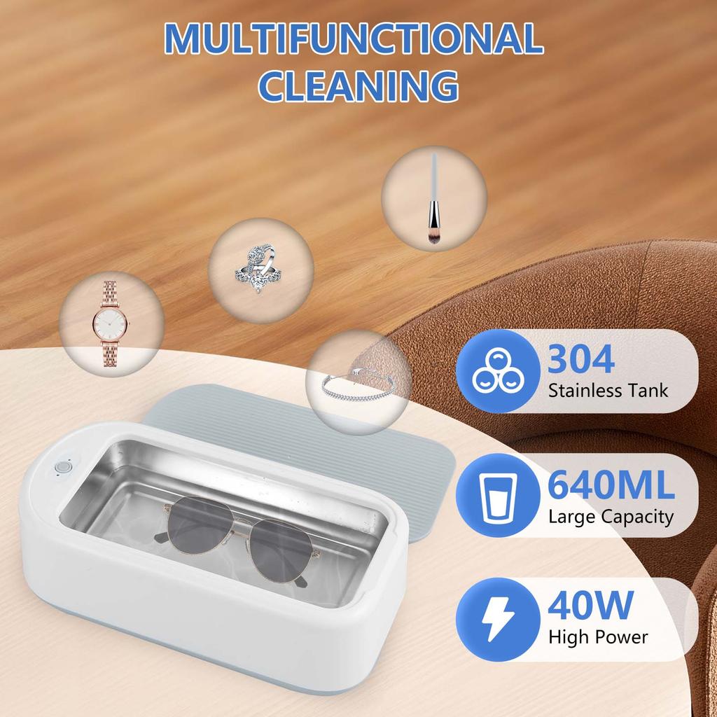 360° Ultrasonic Jewelry Cleaner Professional Cleaning Machine for Eyewear Denture Fixer Ultrasonic Cleaning Machine