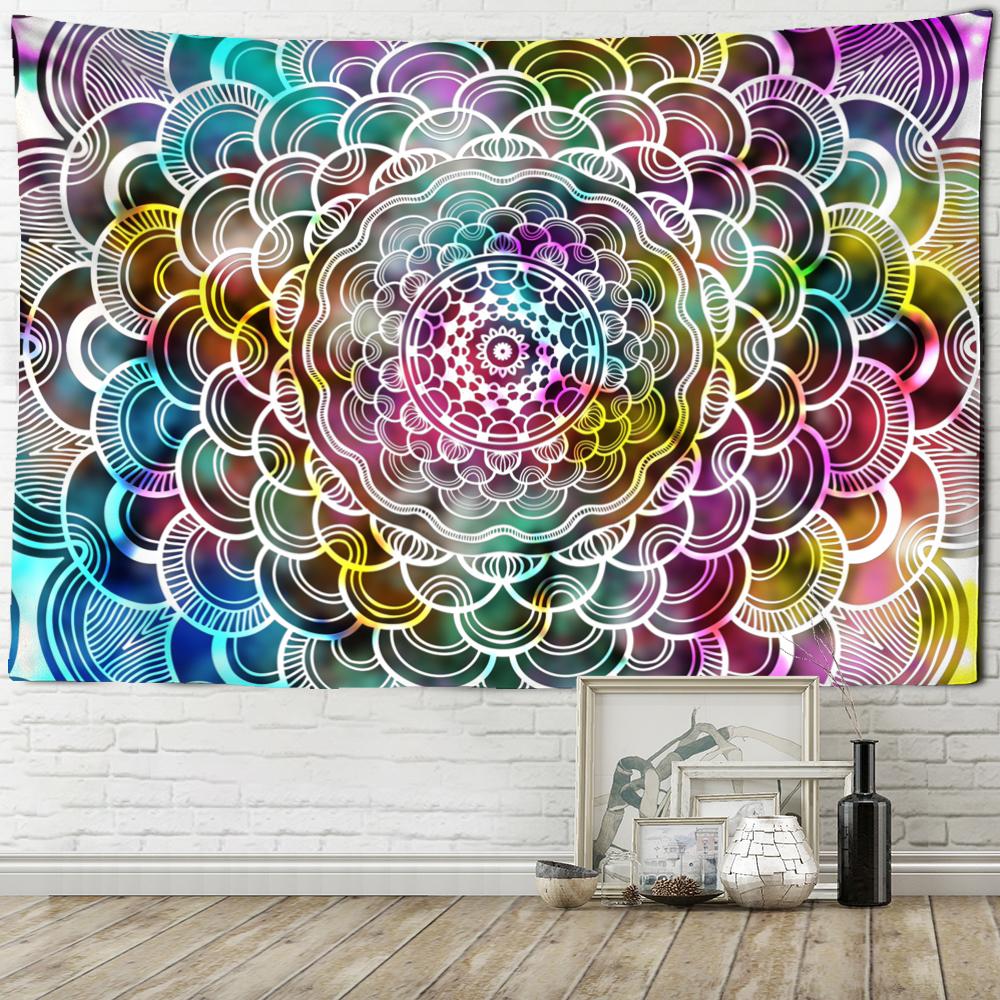 Colorful Starry Sky Mandala Tapestry Wall Hanging Bohemian Style Psychedelic Witchcraft Art Home Decor