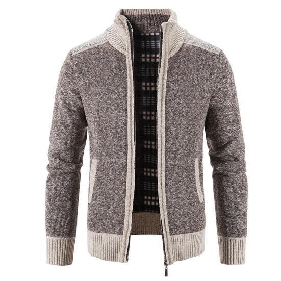 Zipper Closure Men Cardigan with Pocket Polyester Precisely Detail Men Sweater for Dating Wear