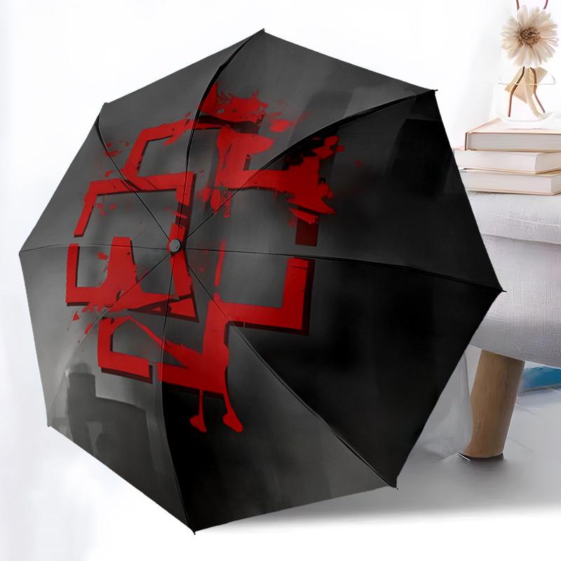 1pc Rammstein Automatic Open/Close Cute Umbrella, Portable 3-Fold Compact Umbrella for Men & Women, Perfect Gift for Birthday130