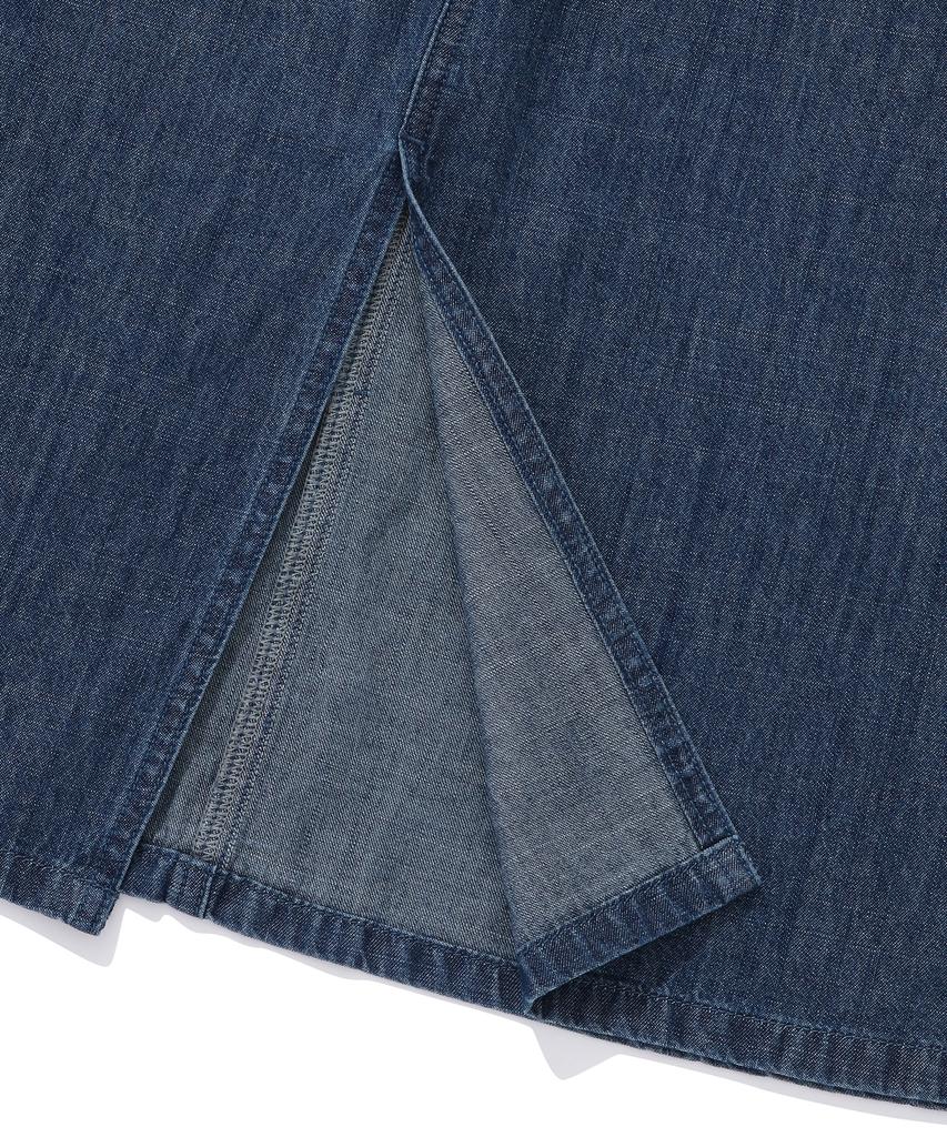COLUMBIA UNIVERSITY Sl-Label Belted Denim Long Skirts Midnight Denim