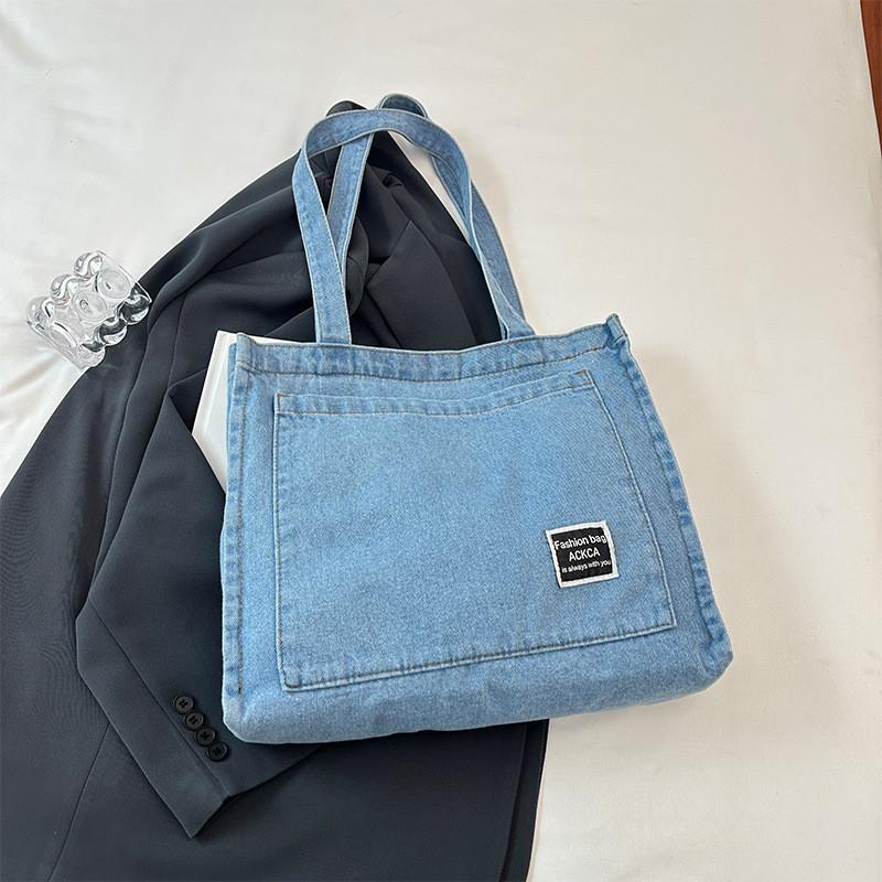 

Fashionable Vintage Canvas Tote Bag For Spring 2024 Chic Blue Shoulder Bag світло-синій колір