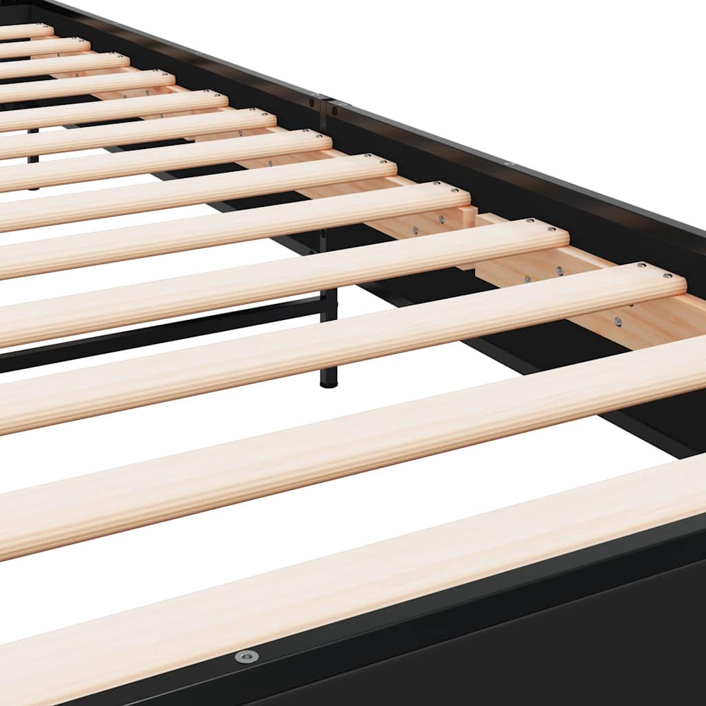Bed Frame Black 100x200 cm Particleboard and Metal