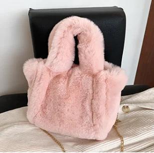 

Winter Fashi Women s Furry Tote Handbags Large Capacity Commuter Ladies Faux Fur Shoulder Bag Soft Plush Female Crossbody Bags