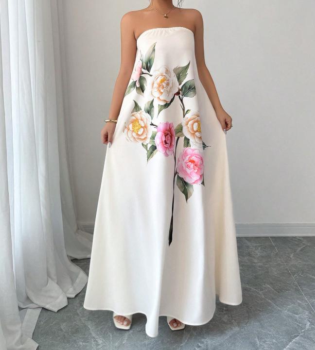 2026 Summer Floral Printed One-Shoulder Dress - European & American Fashion