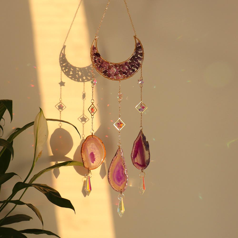 Amethyst Moon Wind Chime Crystal Sun Catcher Pendant