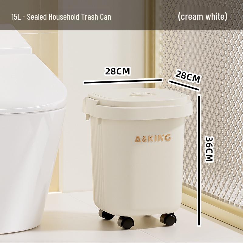 Wheeled Large Capacity Trash Bin for Kitchen, Bathroom, Office