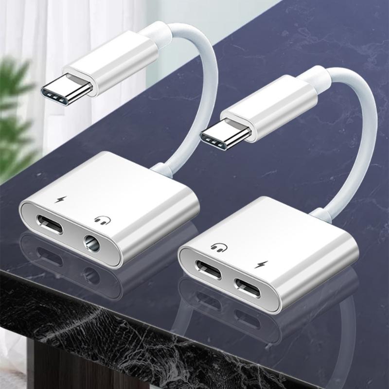 100W Charging Reinforced Cord Cable USB C To 3.5mm Auxiliary Converter Cable For Smartphones Mobile Devices Line Control