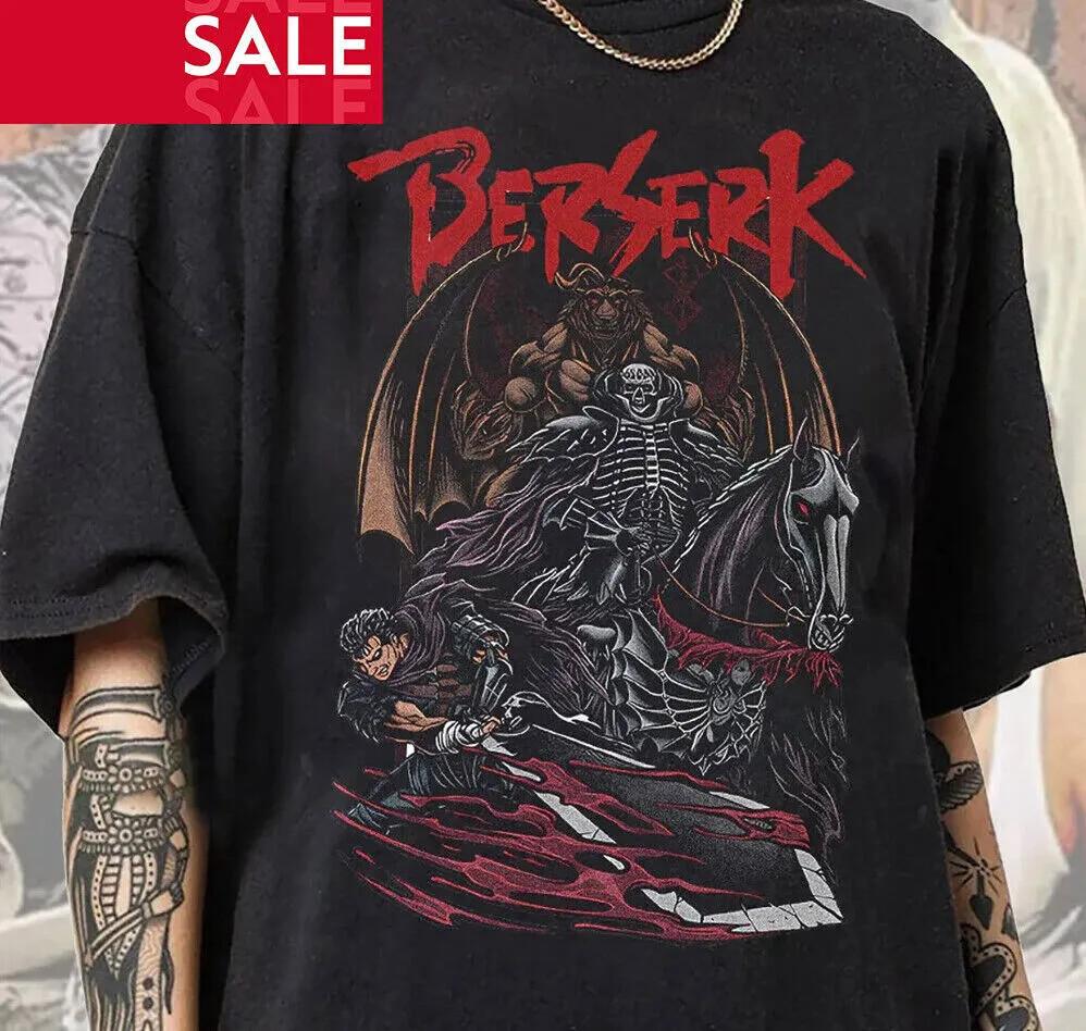 Футболка Berserk, Футболка с японским аниме, Унисекс футболка XXL