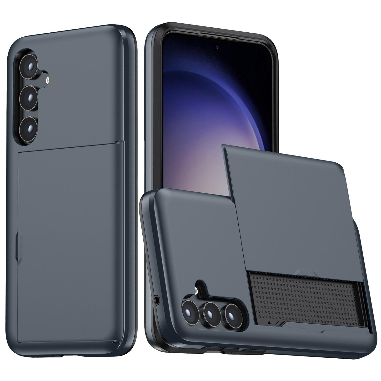 

Чехол для телефона Samsung Galaxy A55 5G из ТПУ+ПК с выдвижным держателем для карт Navy Blue