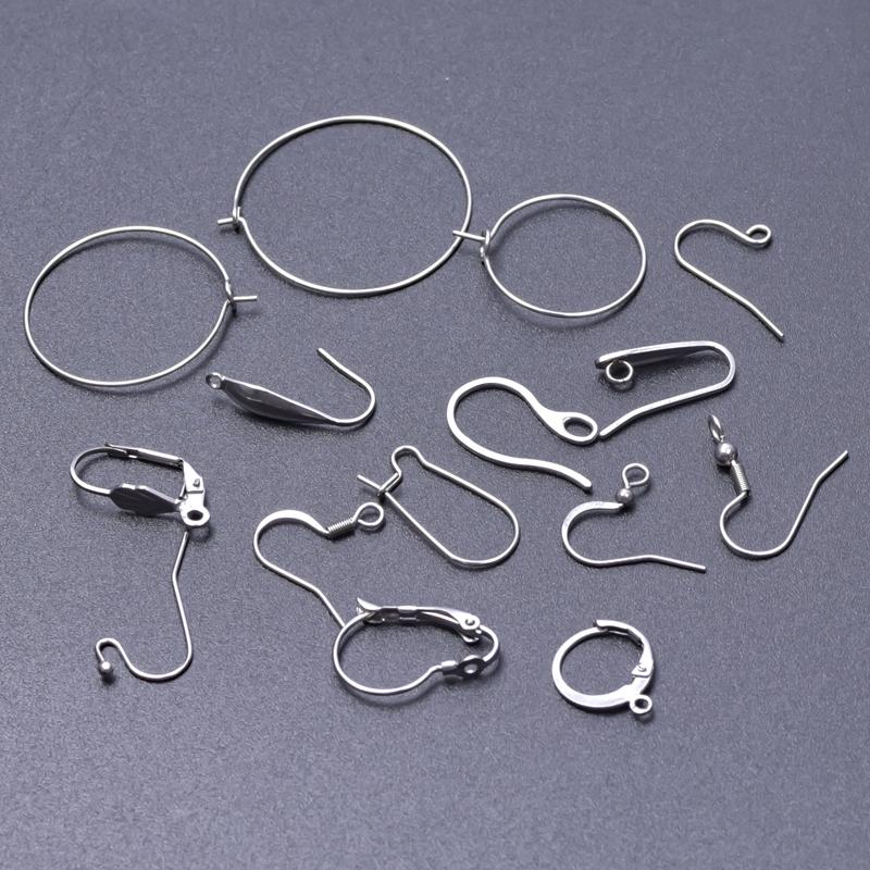 50 Pcs/Lot Wholesale Earrings Jewelry Materials Stainless Steel Hook Hoops Hooks For Women Men Accessories DIY Earring Component