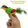 [Cat Toy] Interactive Plush Bird Teaser Toy for Cats - Realistic Chirping Sound, Artificial Feathers, Fluffy Feather Sticks, Single-hunting Fun