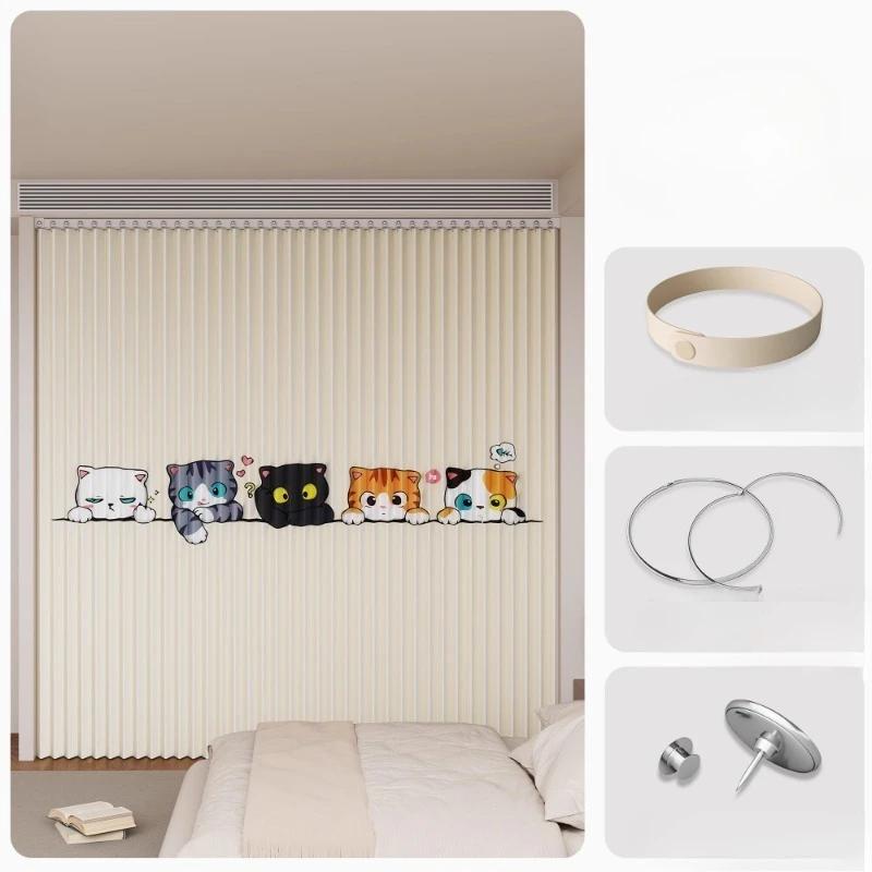 Rideau à coulisse pliante pour dressing, Rideaux de dressing pliants sans portes, Rideaux de porte anti-poussière pour armoire