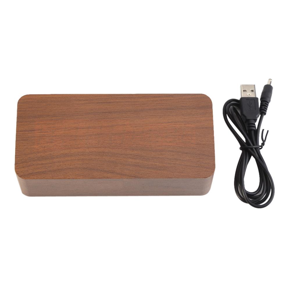 Electronic Digital Wooden LED Alarm Clock Sounds Control Temperature Desktop 1#