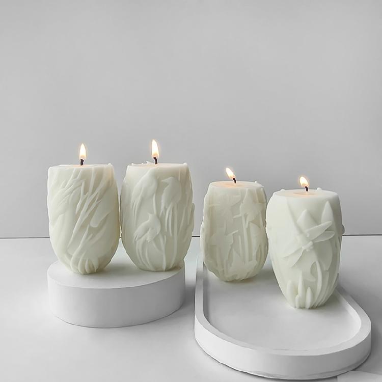 Silicone Molds for Relief Cylinder Scented Candle Sculptures Moulds Practical Silicone Molds for Scented Candle