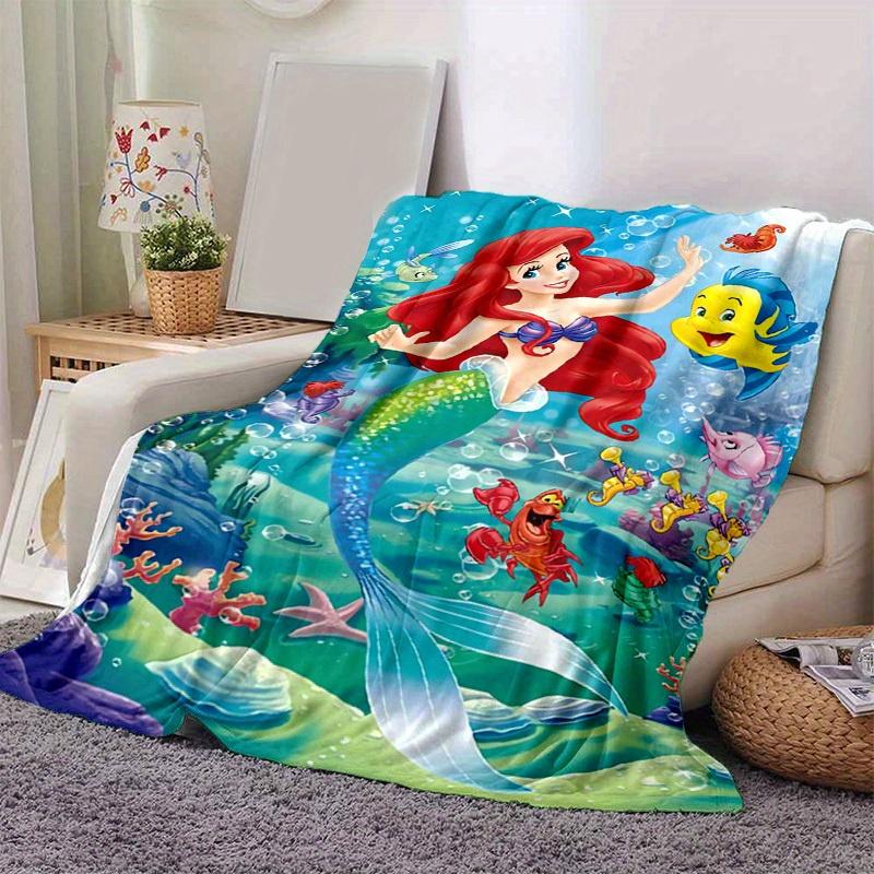 

1PC Cartoon Mermaid Blanket - Seasonal Universal, Home Decoration, Soft Flannel Throw Blanket, Living Room, Travel, Camping, Car Blankets, B 100x150cm