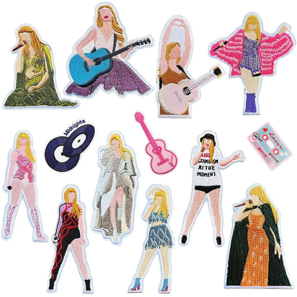 Taylor Singer Embroidery Cloth Sticker Rock Music Patch Sticker Guitar Player Computer Embroidery Label Bag Decoration Diy Sticker