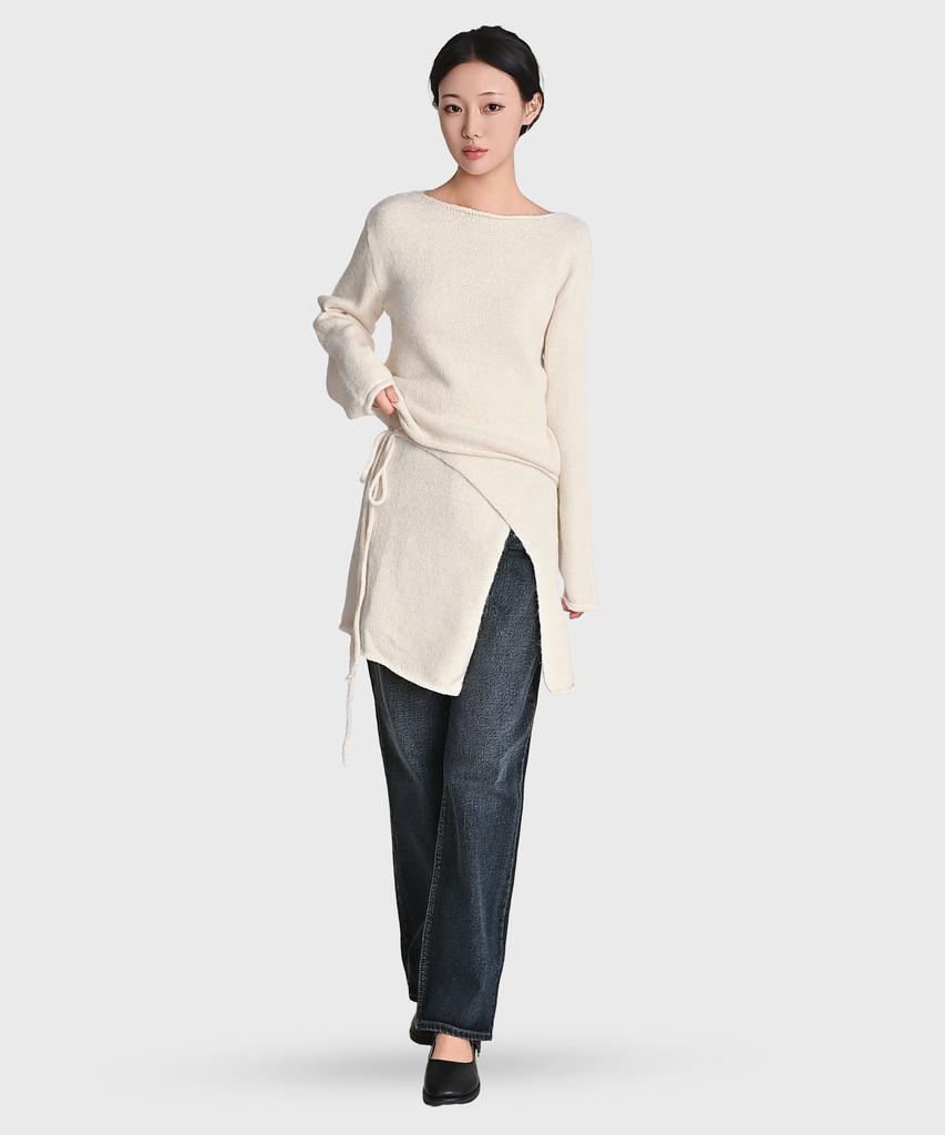 Keulleiseu Knit Layered Skirt 2-Piece Set_Brown