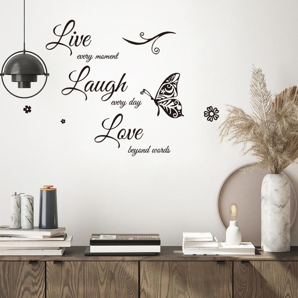 Pvc English Words Letters Wall Stickers Creative Butterfly Decal Watercolor Removable For Living Room Bedroom Decoration