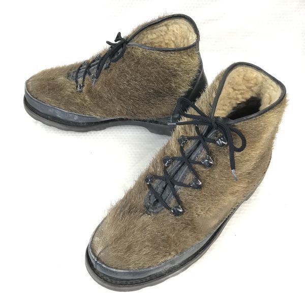 

80s-90s Vintage Marais fur lined Eskimo boots with wool liner 25.5-26.5 approx brown(USED)