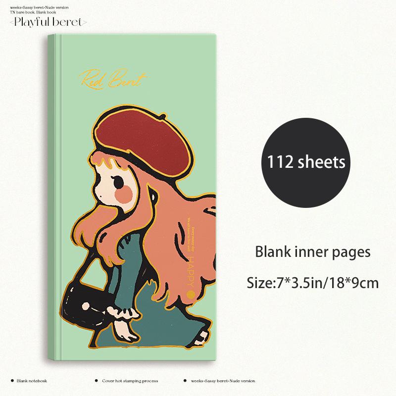Vintage Style Hardcover Notebook with Thickened Horizontal Inner Pages, Portable and Cute Cat Notebook