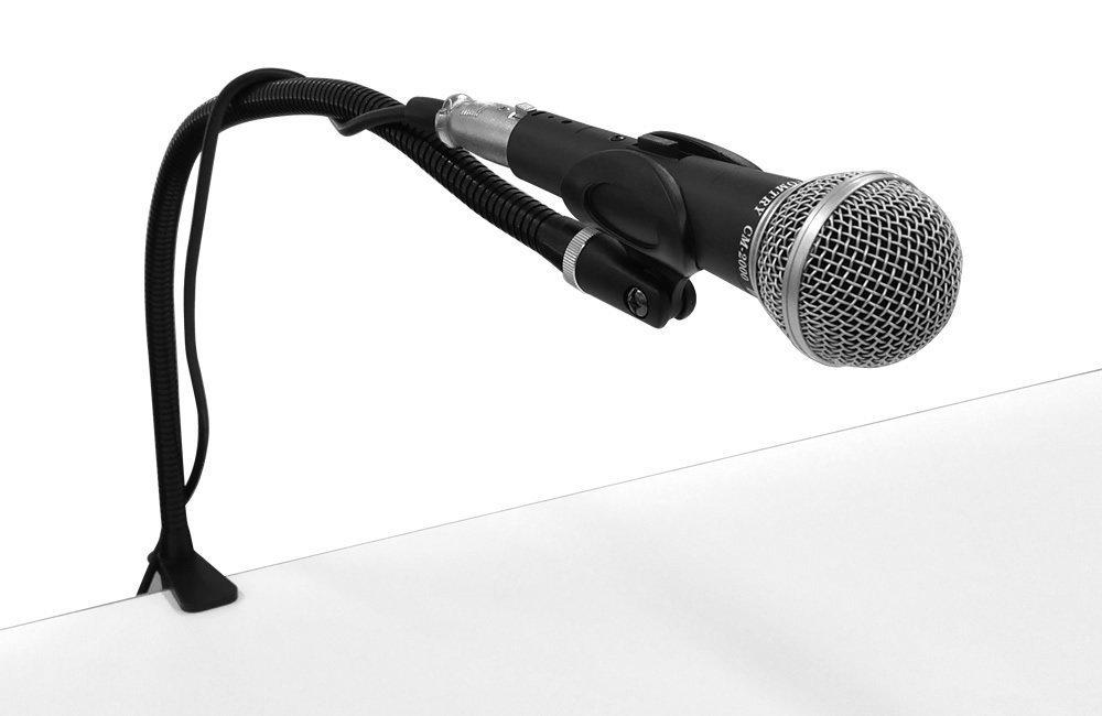 CUSTOMTRY Dynamic Microphone KC Gooseneck Fixed Tabletop Microphone Stand Set Black & (CM-2000 Black) + MDS-4/BK