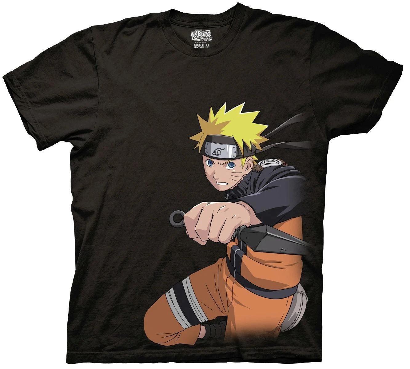 Naruto Shippuden anime T Shirt Mens Womens Tees Top, Naruto With Kunai graphic lot M