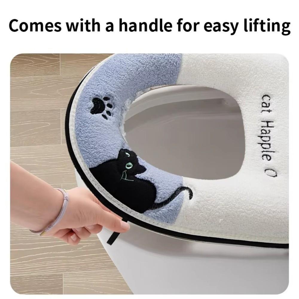 Cat Pattern Toilet Seat Pad Plush Toilet Seat Cover Toilet Seat Cushion  Four Seasons Universal
