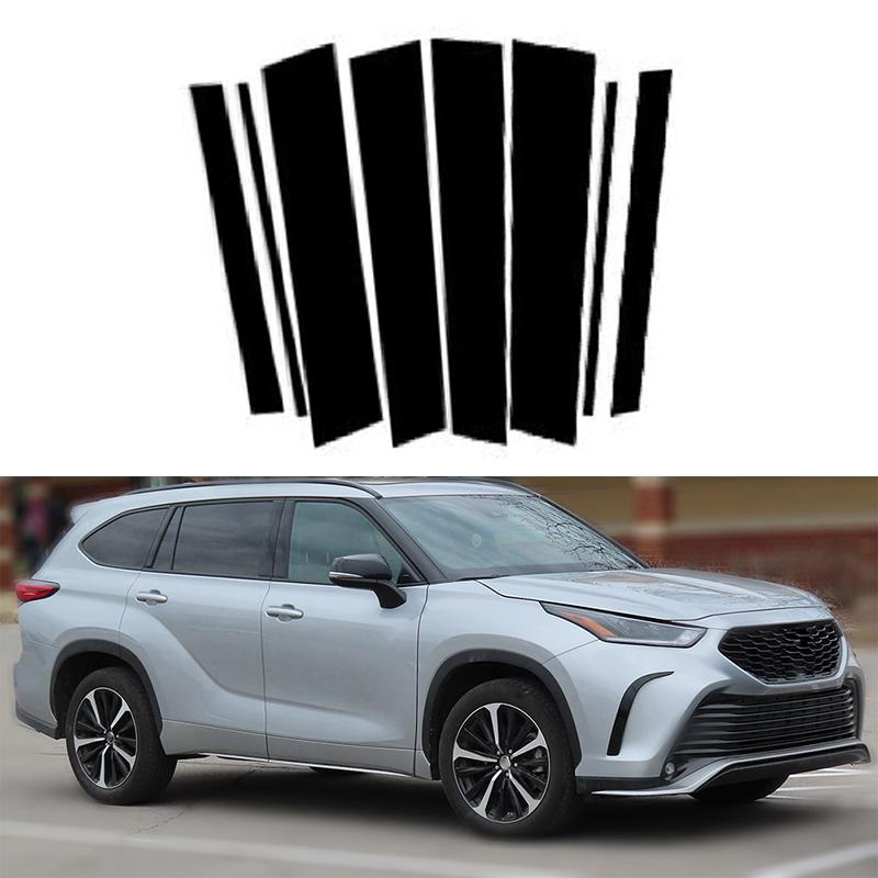 8Pcs For Toyota Highlander 2020 -2022 Window Pillar Posts Door Trims Car Exterior Decoration Stickers Accessories Styling